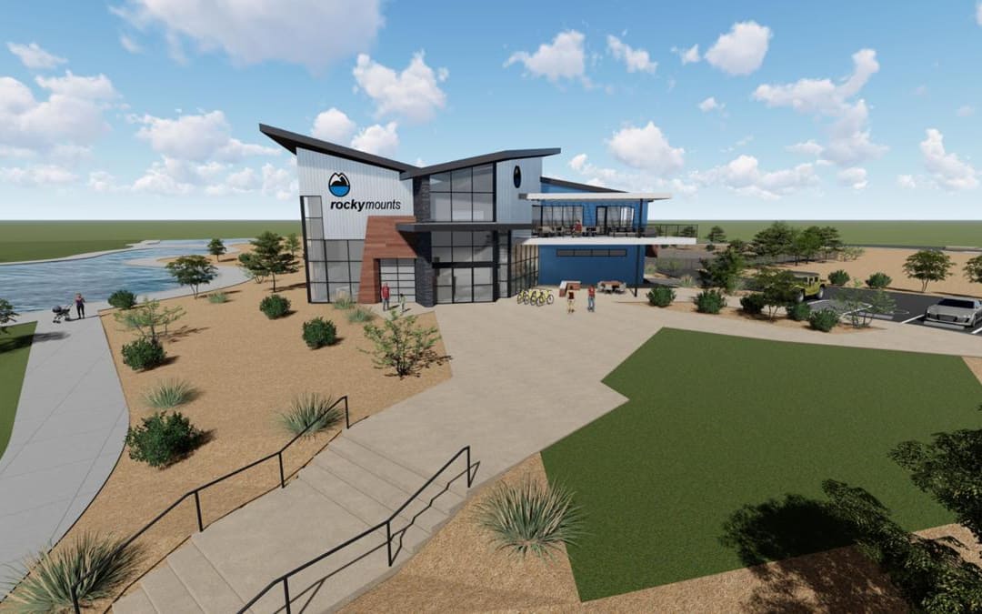 RockyMounts' rendering of new headquarters building at Riverfront at Las Colonias Park in Grand Junction, CO.